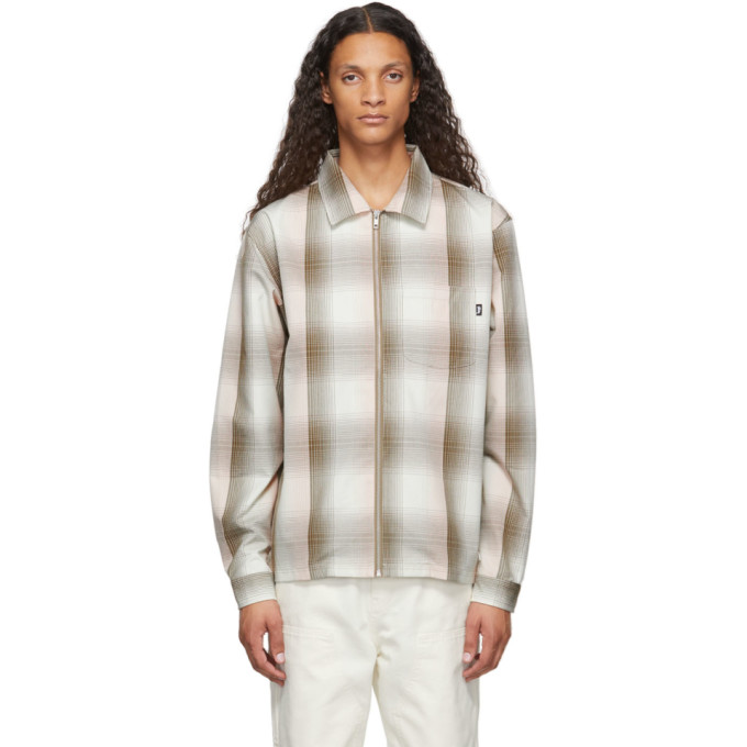 Stussy Pink \u0026 Khaki Shadow Plaid Zip 