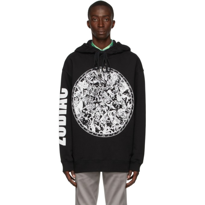 DRIES VAN NOTEN BLACK HEAVY WEIGHT GRAPHIC HOODIE