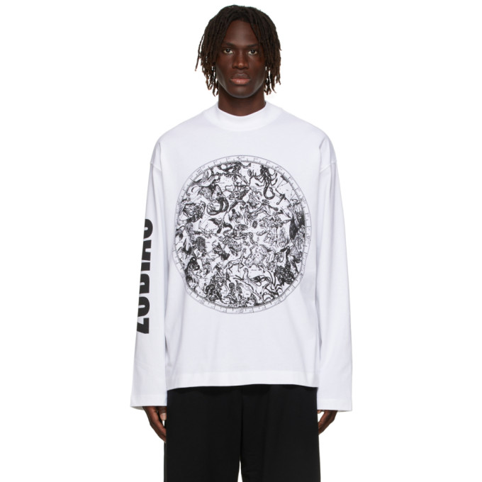 DRIES VAN NOTEN WHITE MEDIUM WEIGHT ZODIAC LONG SLEEVE T-SHIRT