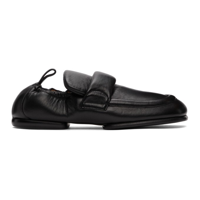 DRIES VAN NOTEN BLACK GRAINED LEATHER PADDED LOAFERS