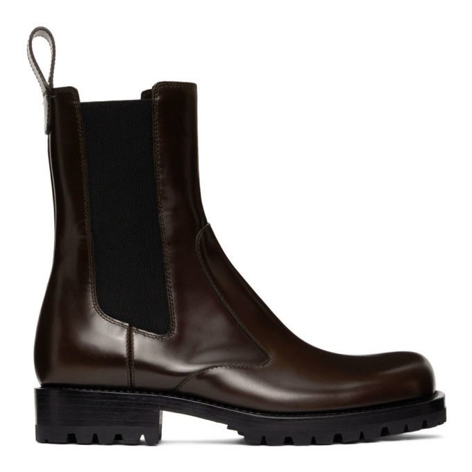 DRIES VAN NOTEN BROWN POLISHED LEATHER CHELSEA BOOTS