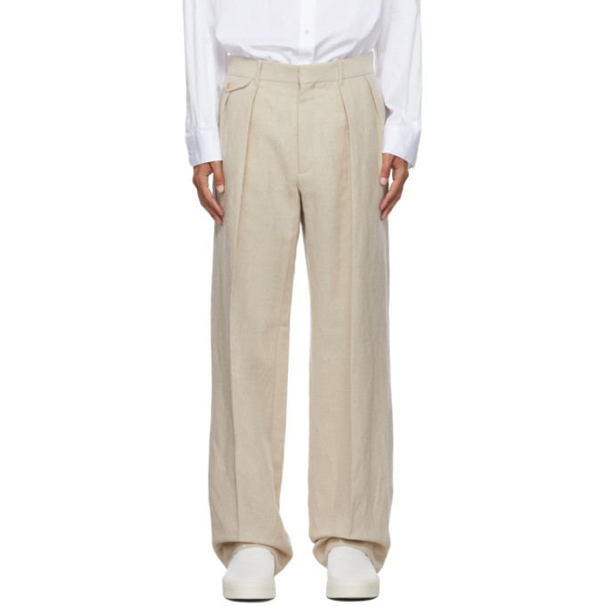 The Row Beige Marcello Linen Trousers 