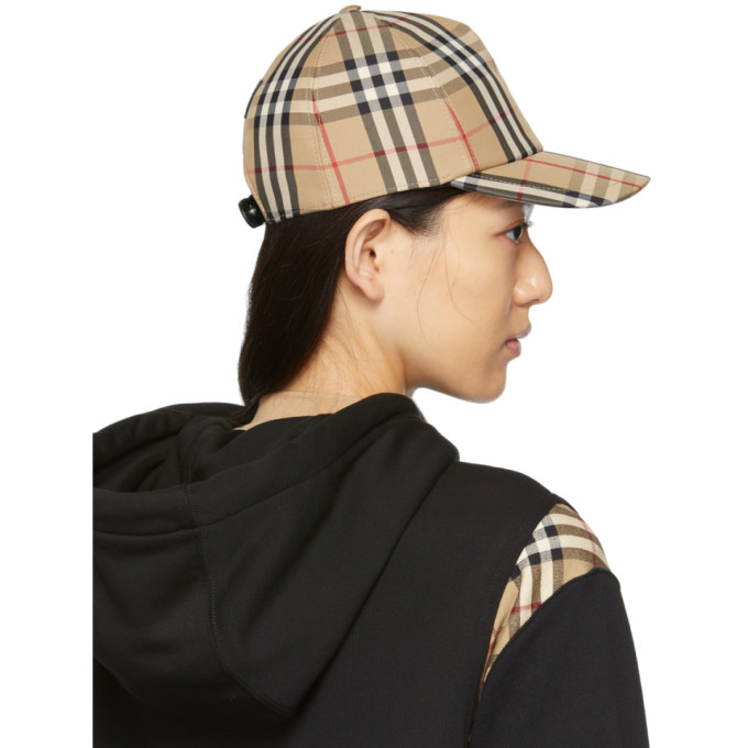 Burberry Logo-patch Check Cotton-blend Twill Baseball Cap In Brown