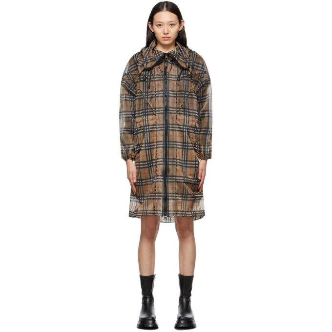 BURBERRY BEIGE MESH CHECK VINTAGE COAT