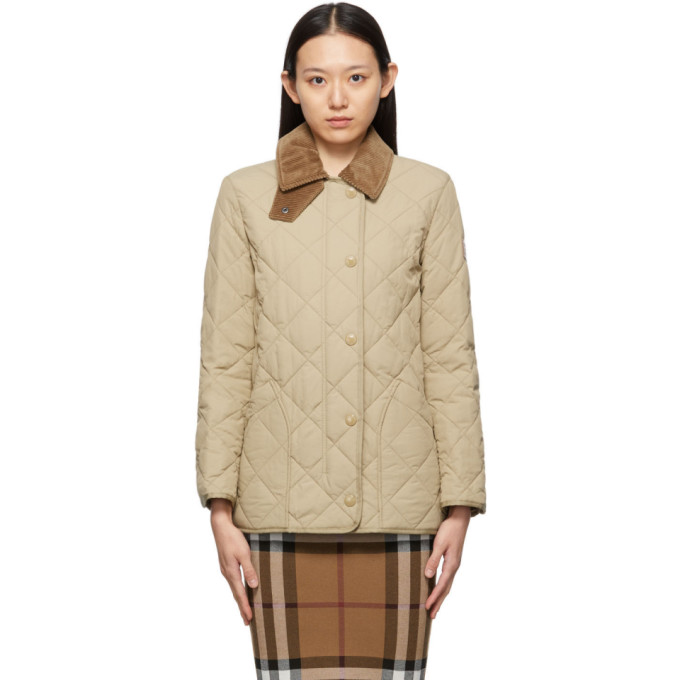 BURBERRY BEIGE DIAMOND QUILTED BARN JACKET