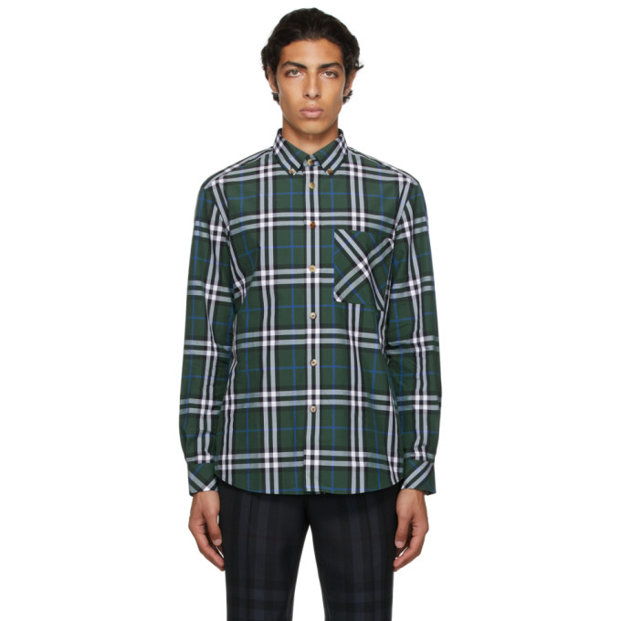 mesh skadedyr værdig Burberry Green Check Cotton Poplin Shirt In Dk Forest Grn Ip Chk | ModeSens