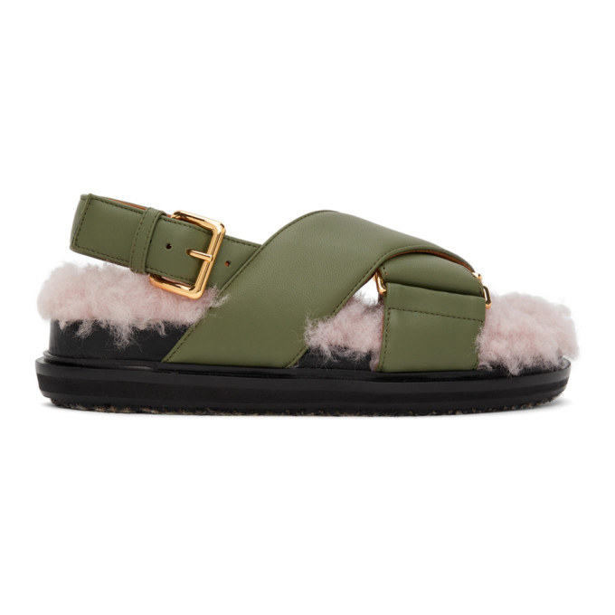 MARNI KHAKI & PINK FUSSBETT SANDALS