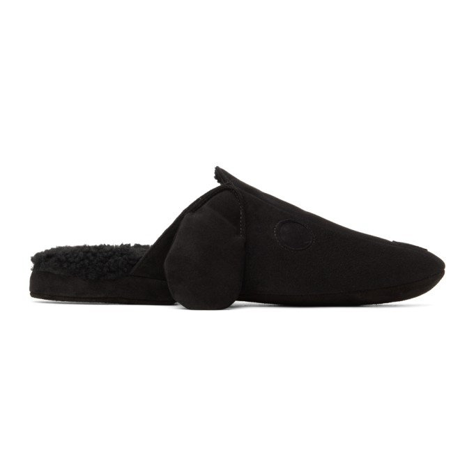 THOM BROWNE BLACK SUEDE & SHEARLING HECTOR LOAFERS