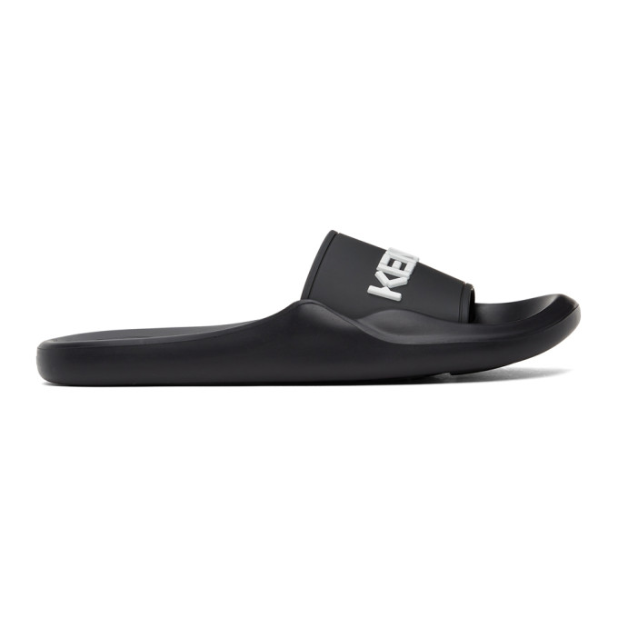 KENZO BLACK LOGO POOL SLIDES