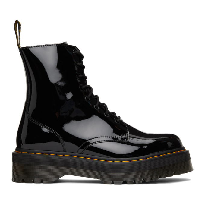 Dr. Martens' Black Patent Jadon Platform Boots In Black