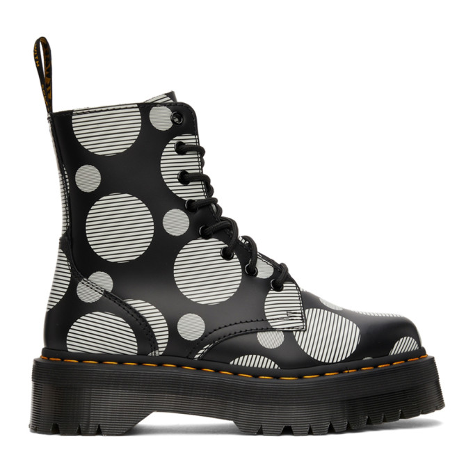 DR. MARTENS' BLACK POLKA DOT JADON PLATFORM BOOTS