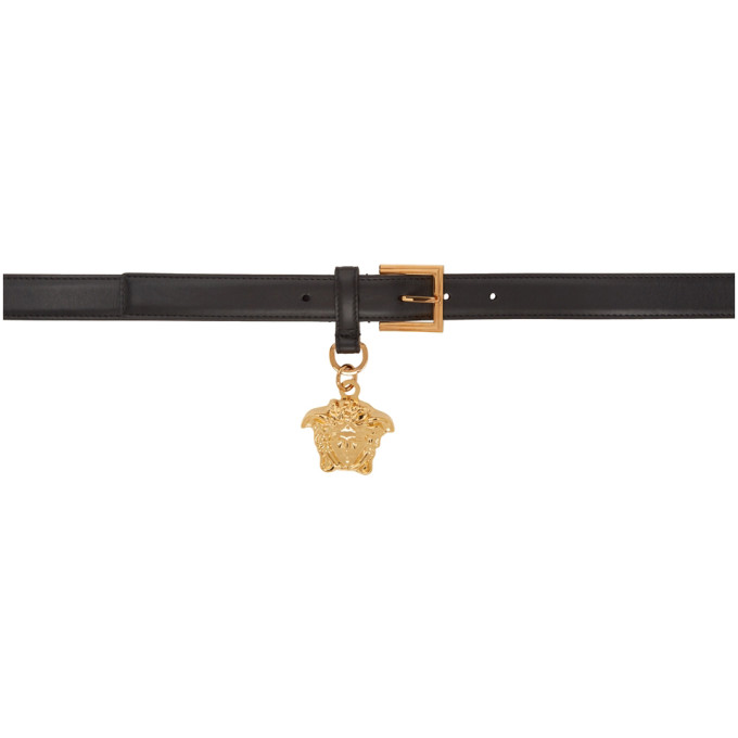 VERSACE BLACK 'LA MEDUSA' CHARM BELT