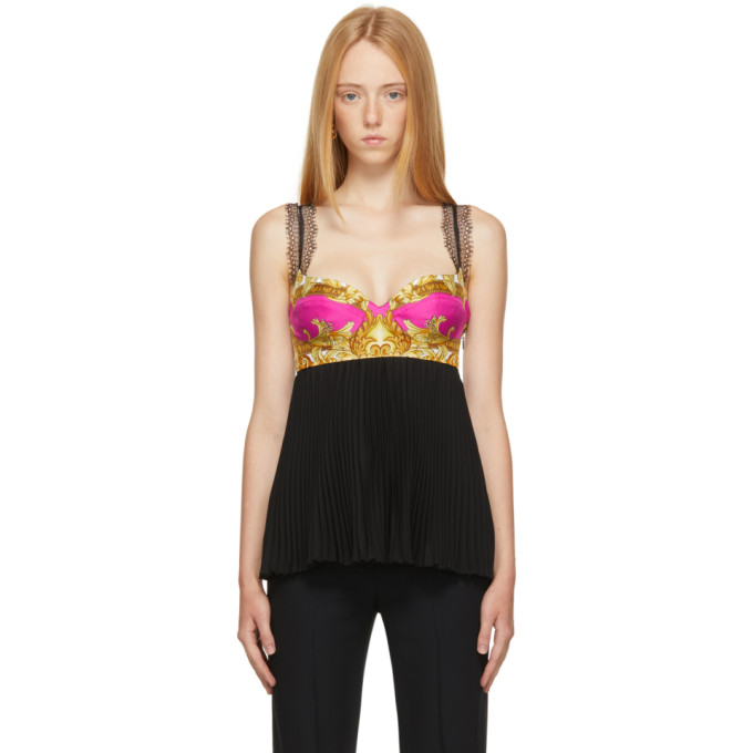 VERSACE BLACK MEDUSA RENAISSANCE LACE TANK TOP