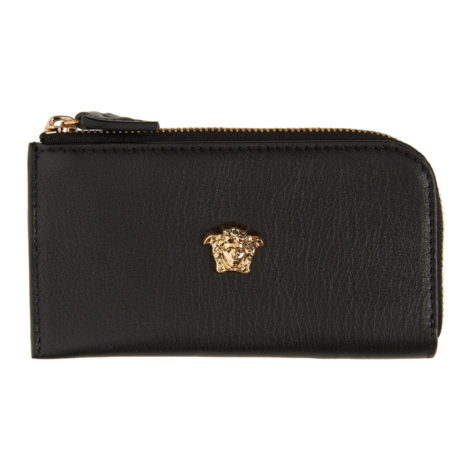 Versace Black 'la Medusa' Half Zip Wallet In 1b00v Black ModeSens
