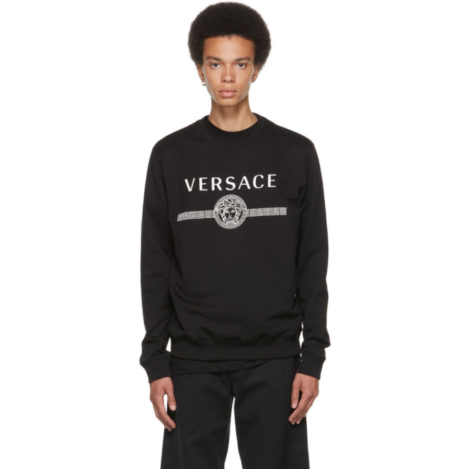 Click to view more detailed imagery on our partner's website Versace Men's Logo Graphic Cotton Sweatshirt In A008 Black
