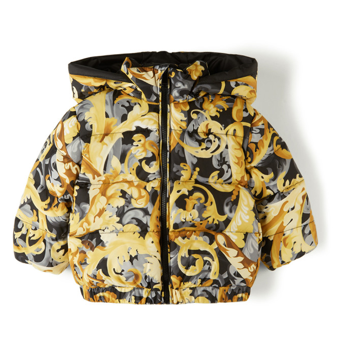 VERSACE BABY BLACK & YELLOW DOWN BAROCCOFLAGE JACKET