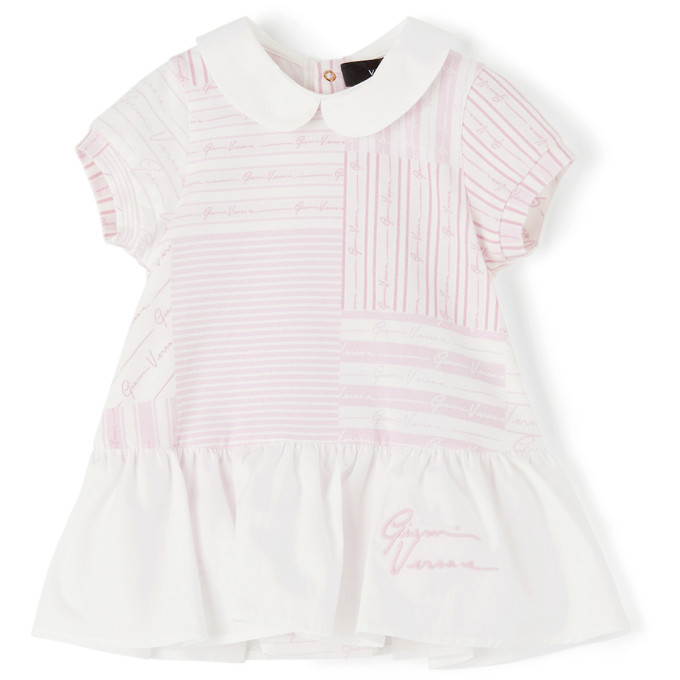 Click to view more detailed imagery on our partner's website Versace Baby Pink Patchwork Dress Bodysuit In White/baby Pink