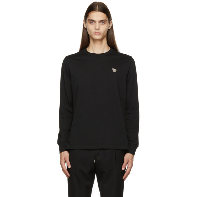 PS BY PAUL SMITH BLACK ZEBRA LOGO LONG SLEEVE T-SHIRT