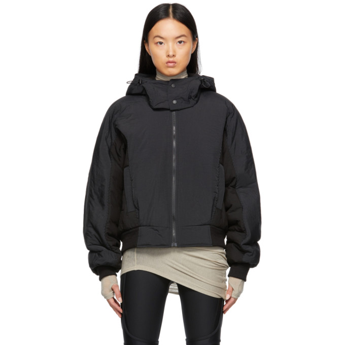 Hyein Seo Black Hooded Bomber Jacket ModeSens
