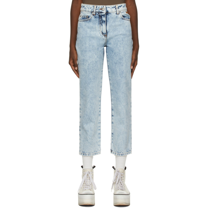 MSGM BLUE CROPPED JEANS