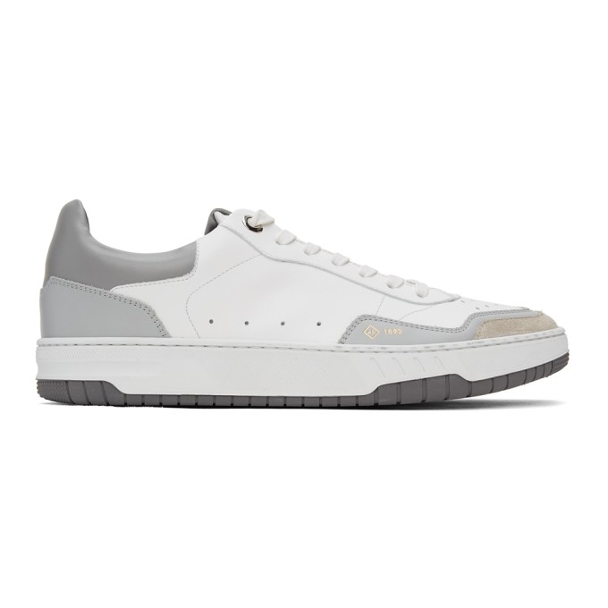 Dunhill Court Elite Suede-trimmed Leather Sneakers In White