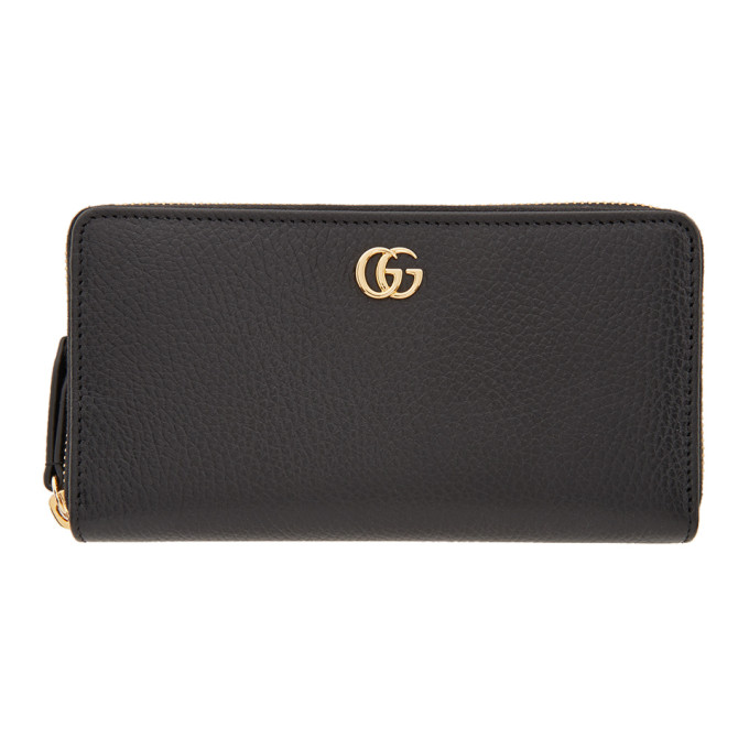 GUCCI BLACK SMALL GG MARMONT ZIP-AROUND WALLET