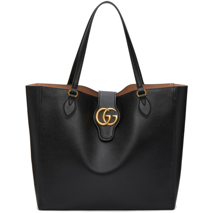 GUCCI BLACK MEDIUM DOUBLE G TOTE