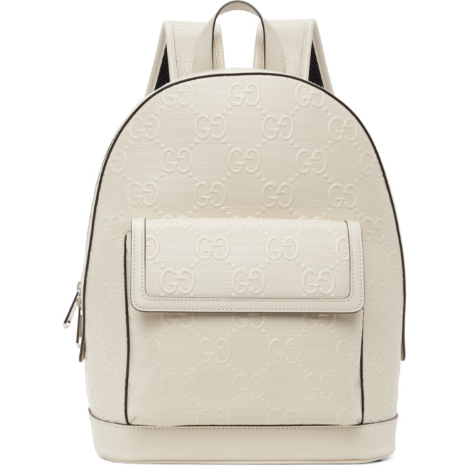GUCCI OFF-WHITE GG EMBOSSED BACKPACK