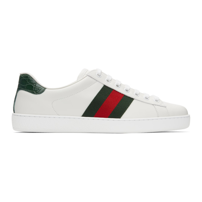 GUCCI WHITE & GREEN ACE SNEAKERS