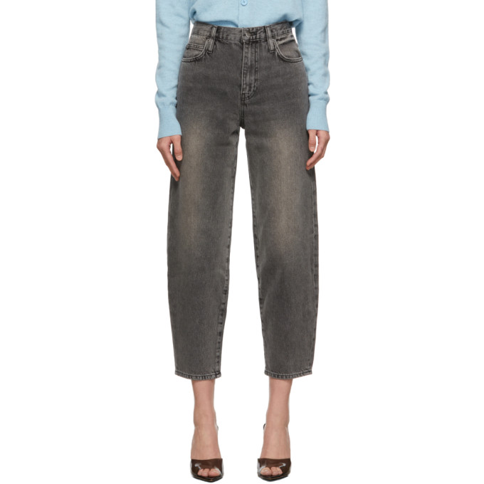 Washed Barrel-leg Jeans In Grey | ModeSens