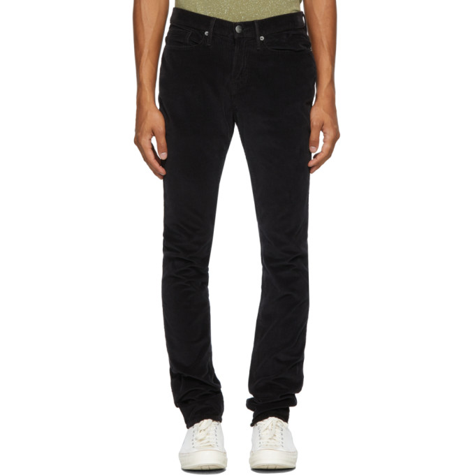 FRAME BLACK CORDUROY 'L'HOMME SKINNY' TROUSERS