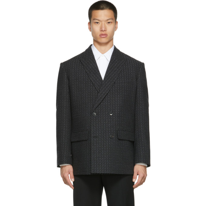 VALENTINO GREY WOOL 'OPTICAL VALENTINO' BLAZER