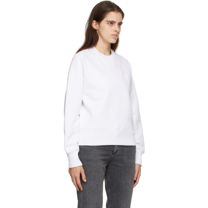 Ami Alexandre Mattiussi Logo-patch Crew-neck Sweatshirt In 100 White