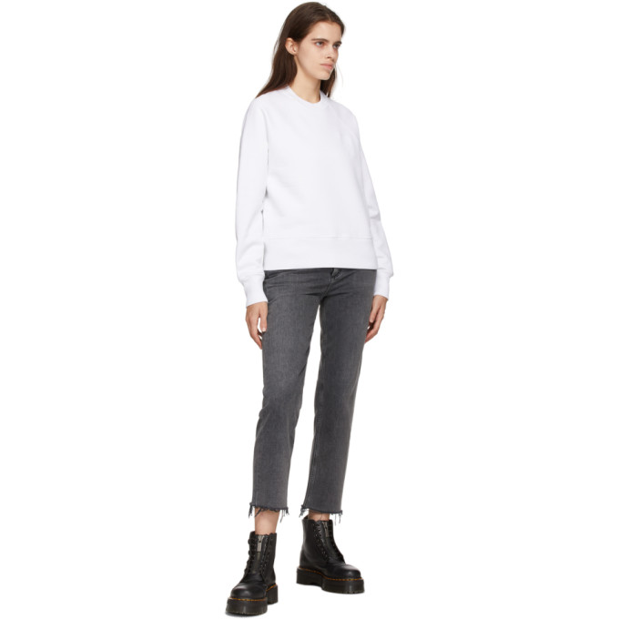 Ami Alexandre Mattiussi Logo-patch Crew-neck Sweatshirt In 100 White