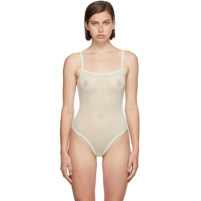 SKIMS OFF-WHITE SUMMER MESH STRAPPY BODYSUIT