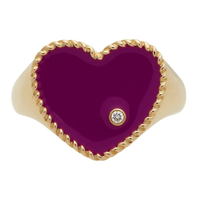 YVONNE LÉON GOLD & PURPLE CŒUR SIGNET RING