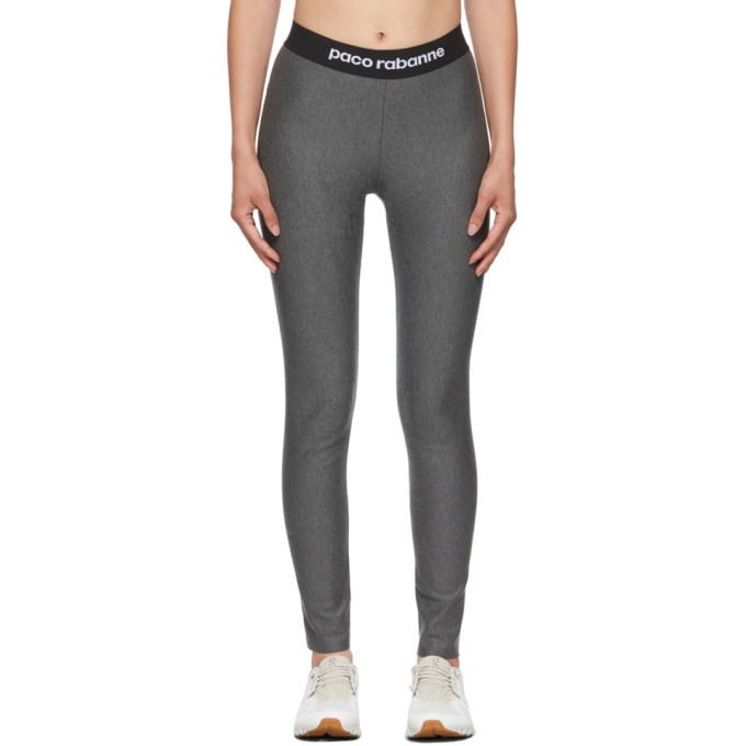 Paco Rabanne Logo Tape High-waisted Leggings In Grey | ModeSens