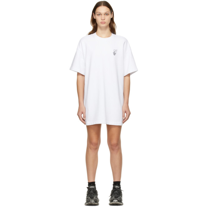 OFF-WHITE WHITE LOGO CHINE DRESS