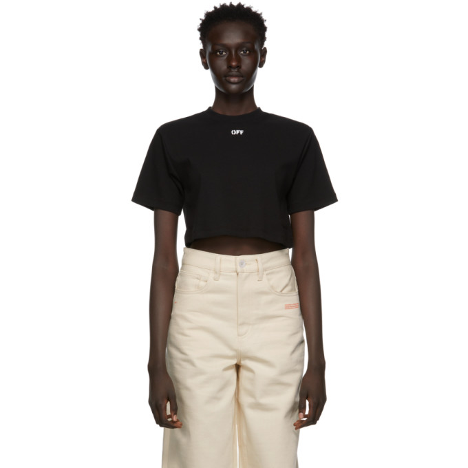 Click to view more detailed imagery on our partner's website Off-white Black Rib Logo-print Cropped T-shirt
