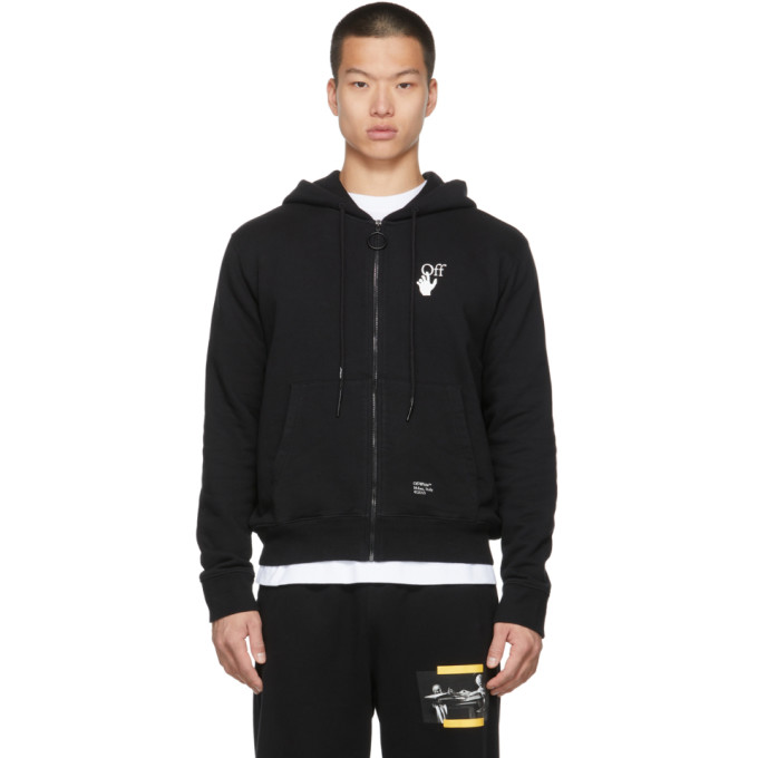 CARAVAGGIO ARROW SLIM ZIP HOODIE in black