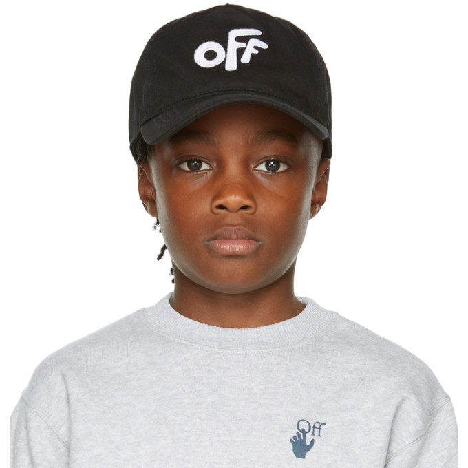 OFF-WHITE KIDS BLACK & WHITE 'OFF' ROUNDED BASEBALL CAP