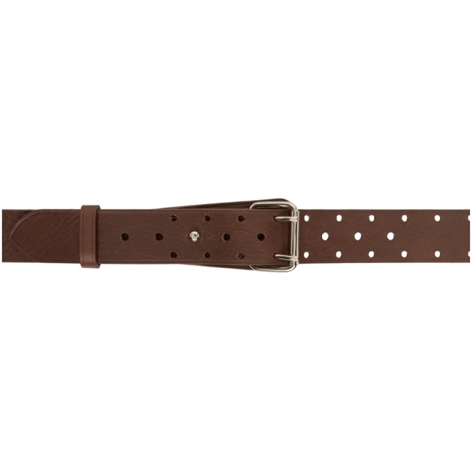 LEMAIRE BROWN DOUBLE TONGUE BELT