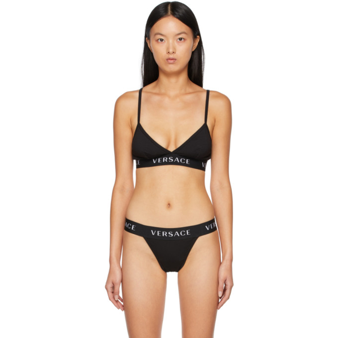 VERSACE BLACK LOGO TRIANGLE BRALETTE