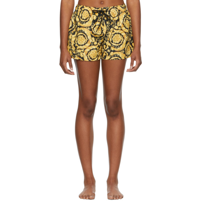 VERSACE BLACK & GOLD BAROQUE SWIM SHORTS