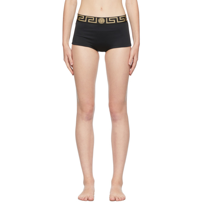 VERSACE BLACK GRECA BORDER SWIM SHORTS