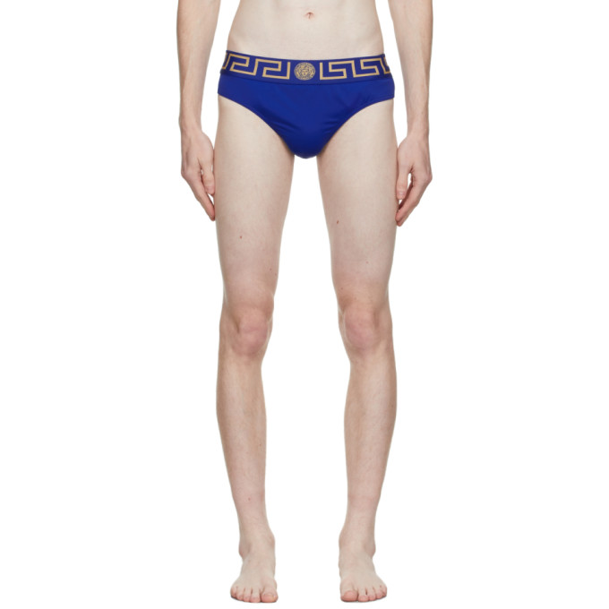 VERSACE BLUE GRECA BORDER SWIM BRIEFS