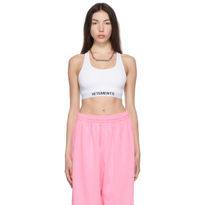 VETEMENTS WHITE LOGO SPORTS BRA