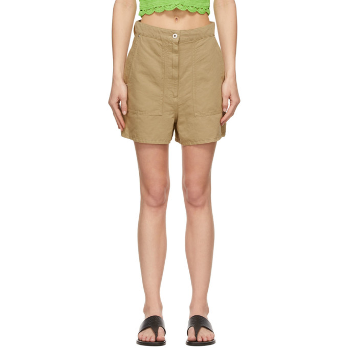 LOEWE KHAKI LINEN SHORTS