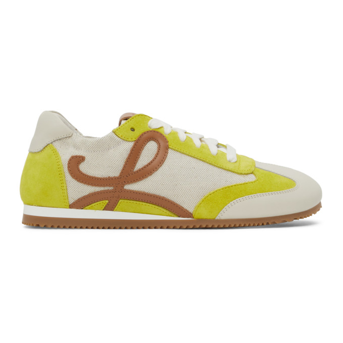 Loewe Neutral And Yellow Ballet Runner Sneakers In Beige,yellow