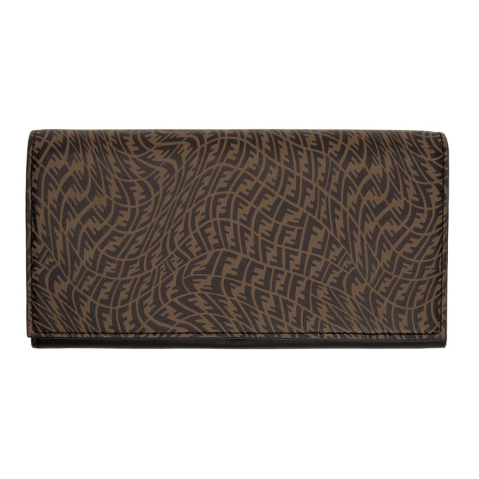 FENDI BLACK & BROWN FF VERTIGO CONTINENTAL WALLET